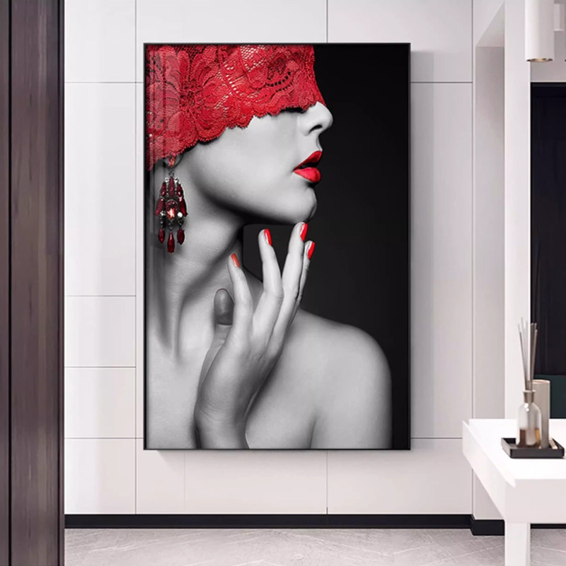 现代轻奢人物艺术装饰画高级感客厅壁画抽象创意美女卧室玄关挂画