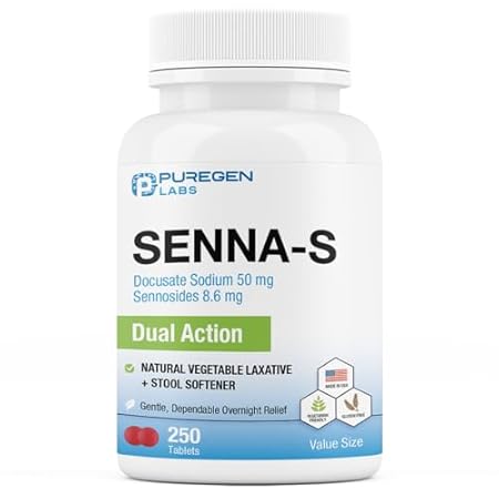 Puregen Labs Senna-S Natural Vegetable Laxative Plus Stoo
