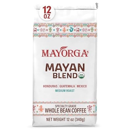 Mayorga Medium Roast Whole Bean Coffee， 12oz bag - Mayan
