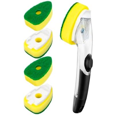 HELIME Soap Control Dishwand Handle with Refills， 5 Heavy