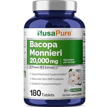NusaPure Bacopa Leaf Monnieri Extract 20,000 mg 180 Table