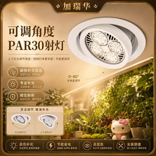 LED可调角度PAR30射灯嵌入式天花灯防眩筒灯家用节能植物生长灯