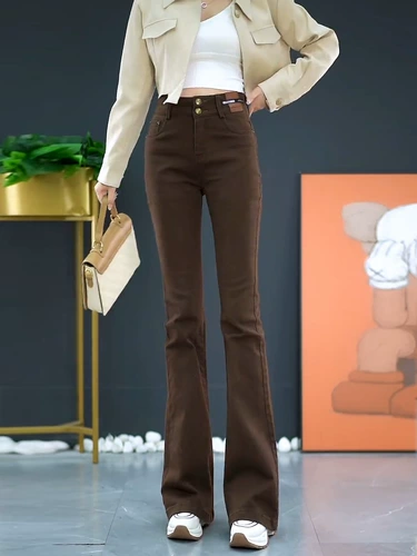 Джинсовые штаны, приталенные штаны-клёш, по фигуре