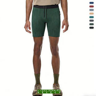 爱跑精选男户外运动马拉松田径跑步健身2IN1三角衬半弹紧身短裤