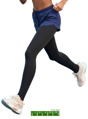 爱跑精选女四季户外运动跑步健身马拉松假两件后腰口袋紧身长裤