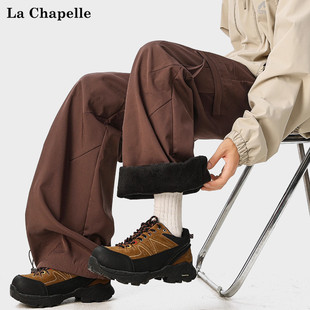 子男士 裤 冬季 新款 拉夏贝尔美式 加厚保暖休闲裤 棕色美拉德户外工装