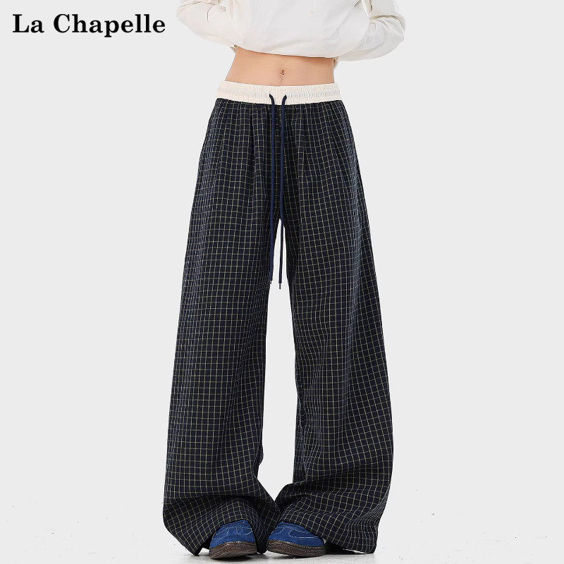 拉夏贝尔拼色格子直筒宽松运动卫裤男士春季新款潮牌美式休闲长裤,男装,卫裤,淘宝优惠券,粉丝福利购,淘宝优惠卷