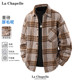 男士 拉夏贝尔重磅毛呢感格纹衬衫 夹克冬季 千鸟格衬衣外套宽松保暖