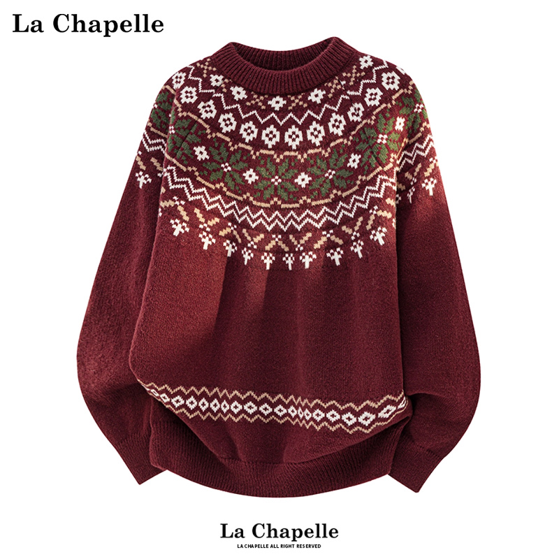 圣诞费尔岛毛衣新年红色针织衫