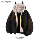 拉夏贝尔毛绒猫耳朵棉服外套冬季 男女立体设计感保暖棉衣情侣 新款