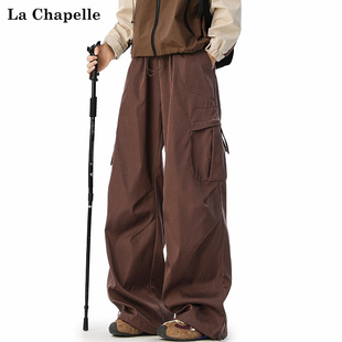 拉夏贝尔美拉德山系户外伞兵阔腿冲锋裤子男女秋季新款休闲工装裤