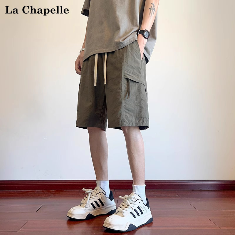 拉夏贝尔工装短裤男士夏季2025新款冰丝凉感休闲直筒潮流百搭裤子,男装,短裤,淘宝优惠券,粉丝福利购,淘宝优惠卷