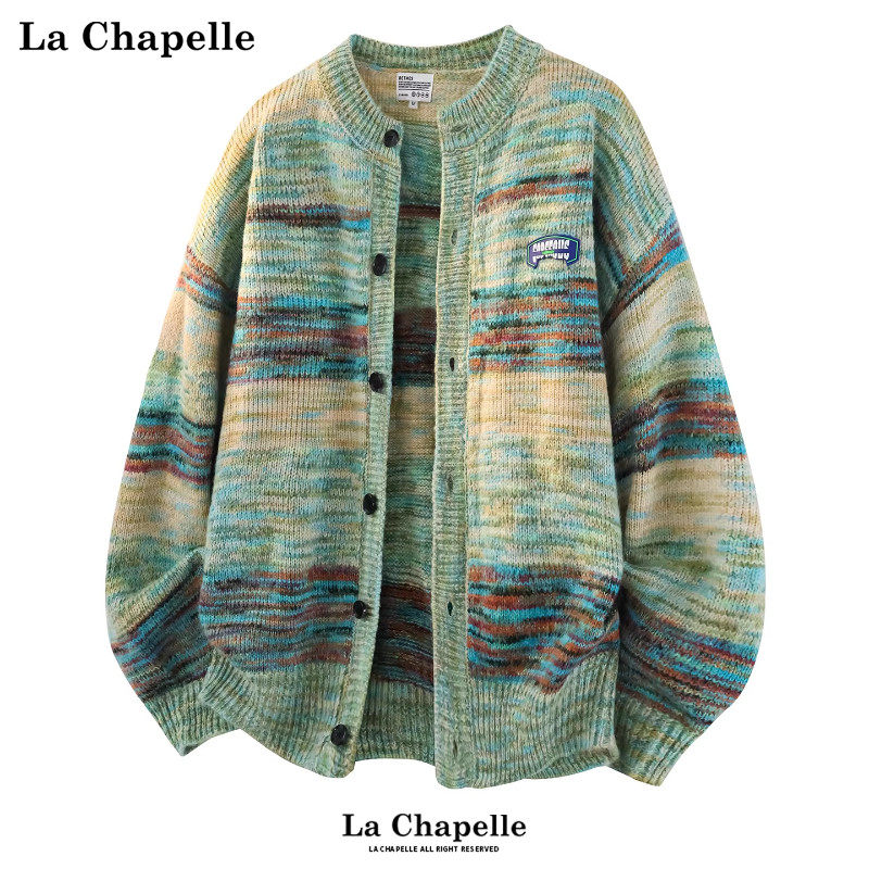 拉夏贝尔油画混色针织开衫冬季新款设计感圆领毛衣外套保暖男宽松,男装,针织衫/毛衣,淘宝优惠券,粉丝福利购,淘宝优惠卷