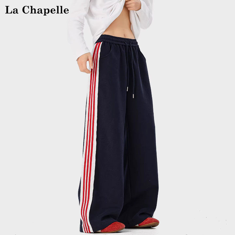 拉夏贝尔美式撞色条纹重磅卫裤男士春季新款运动直筒宽松休闲长裤,男装,卫裤,淘宝优惠券,粉丝福利购,淘宝优惠卷