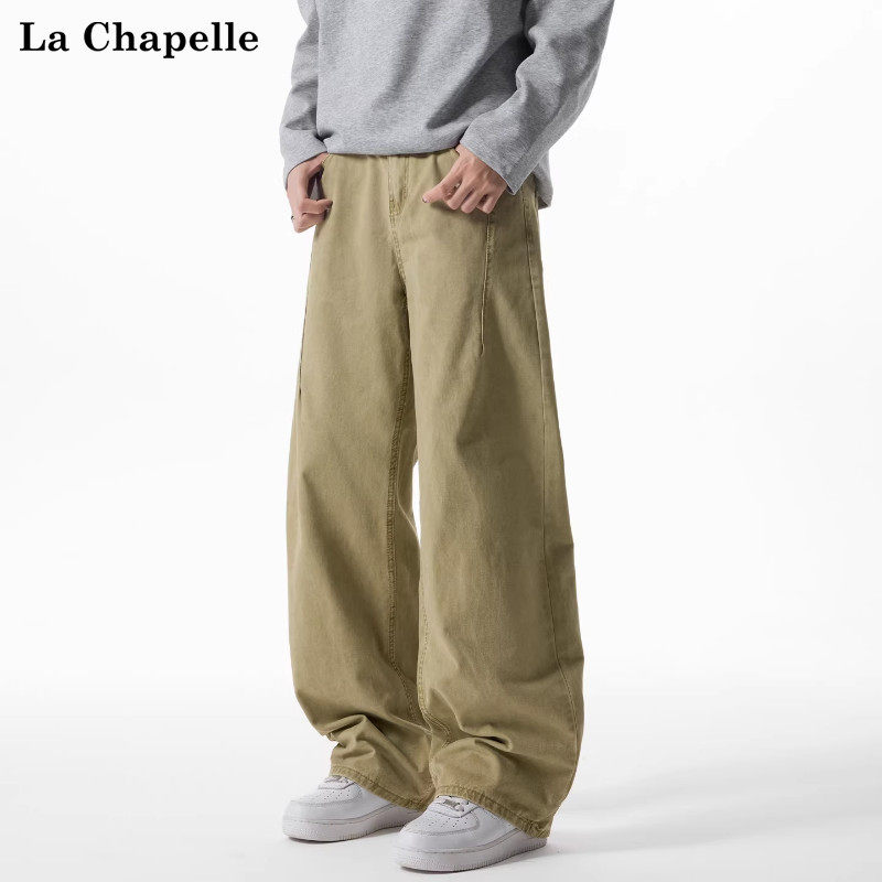 拉夏贝尔美式cleanfit褶皱纯棉水洗牛仔裤秋冬男士潮流新款直筒裤,男装,牛仔裤,淘宝优惠券,粉丝福利购,淘宝优惠卷