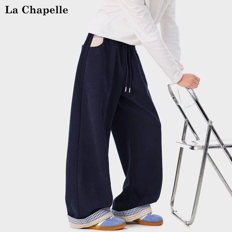 拉夏贝尔撞色拼接重磅直筒卫裤男士春季新款美式复古潮牌休闲长裤,男装,卫裤,淘宝优惠券,粉丝福利购,淘宝优惠卷