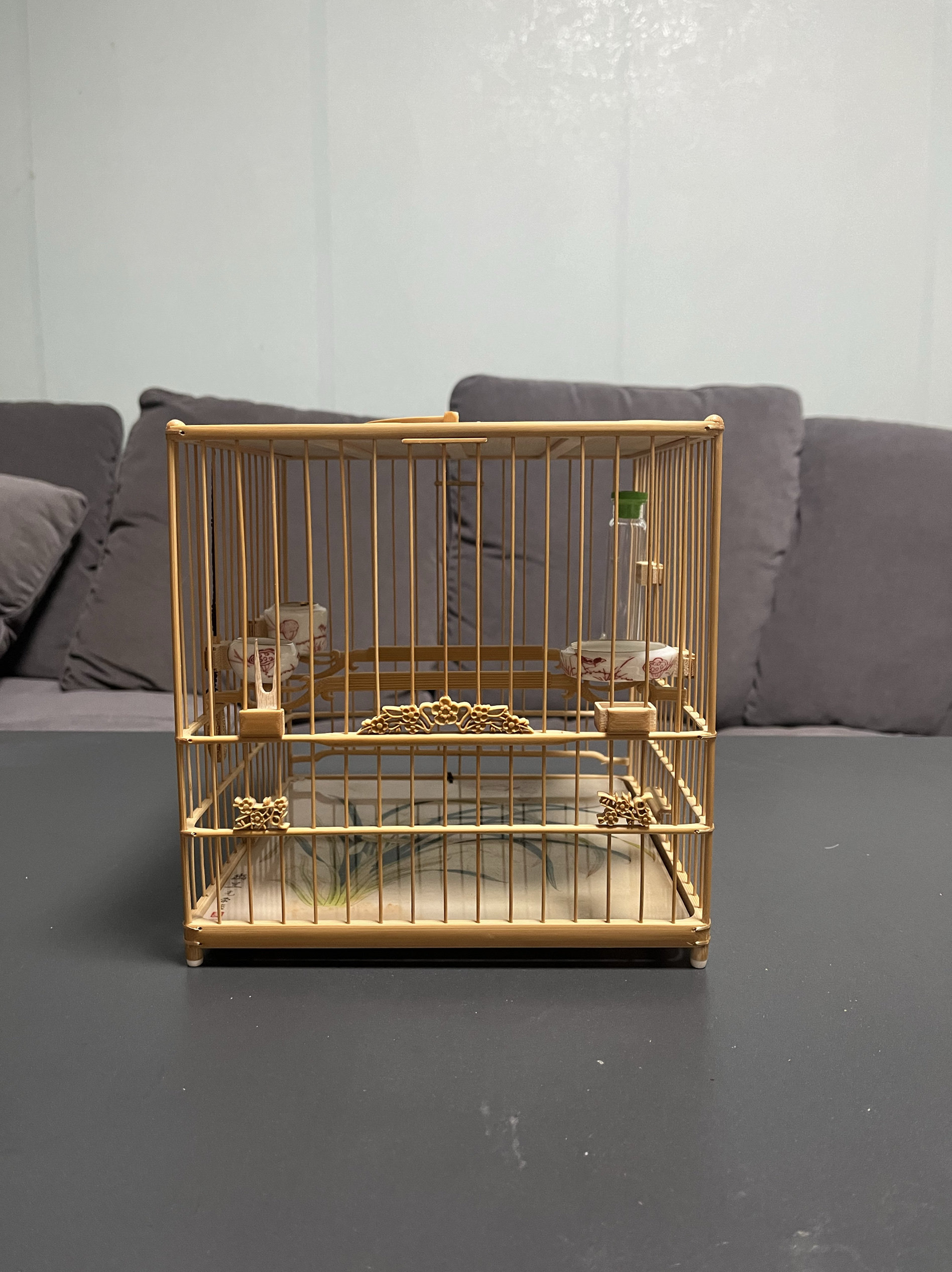 绣眼笼竹笼手工绣眼笼方笼南笼板，梅花门