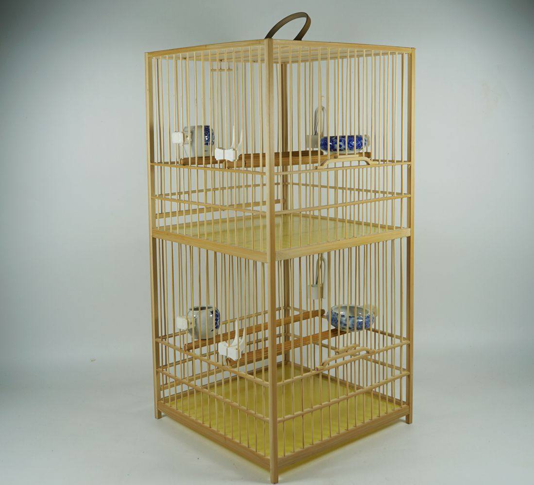 南京侯氏绣眼鸟笼双层榫头草全配