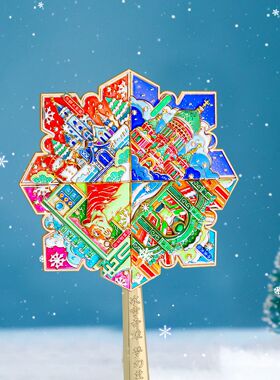 金属旋转风车冰箱贴城市
