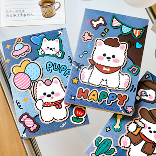 卡通牛仔西高地A5车线本学生可爱记事本笔记本高颜值文具小本子