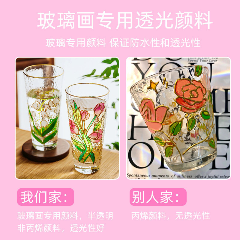 手绘玻璃杯diy材料包儿童创意手工彩绘涂鸦玻璃画颜料锤纹水杯子,餐饮具,玻璃杯,淘宝优惠券,粉丝福利购,淘宝优惠卷