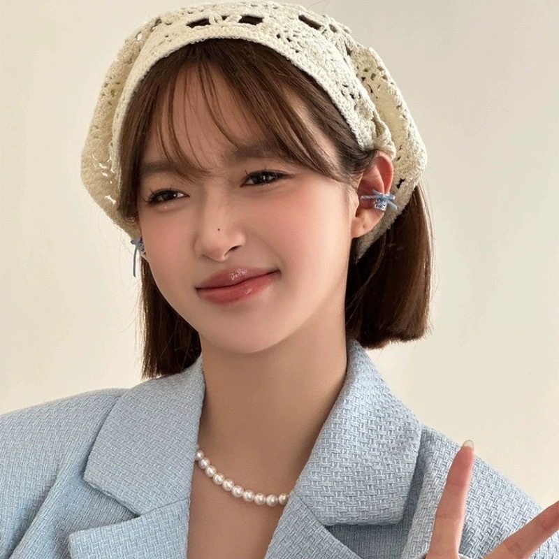 法式复古针织辣妹三角巾