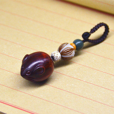 血檀车钥匙小猪手工木质