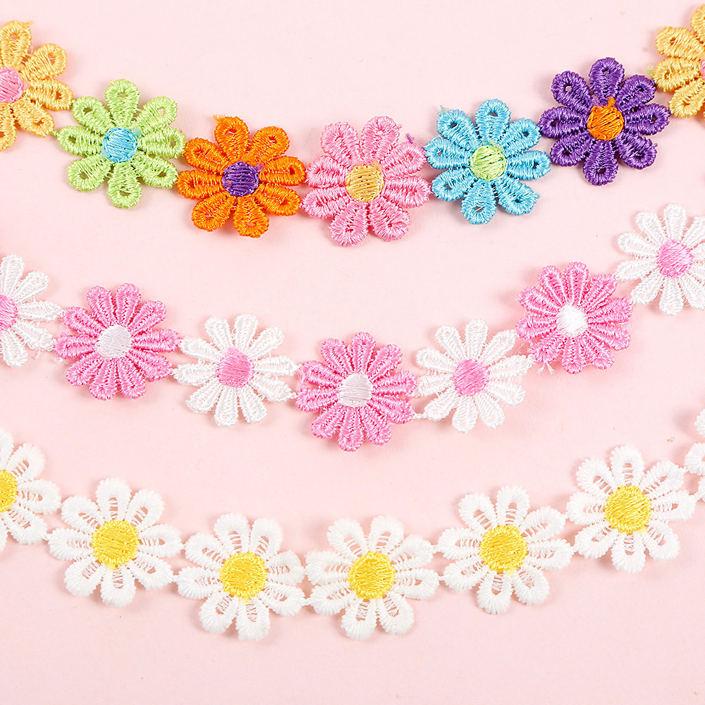 小花朵花边辅料衣服装饰蕾丝布料儿童手工diy白色流苏花边材料包