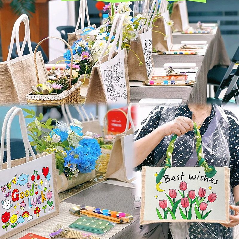 儿童手工DIY涂鸦帆布袋麻布袋手绘线稿绘画幼儿园手提亚麻购物袋,包装,麻布袋,淘宝优惠券,粉丝福利购,淘宝优惠卷
