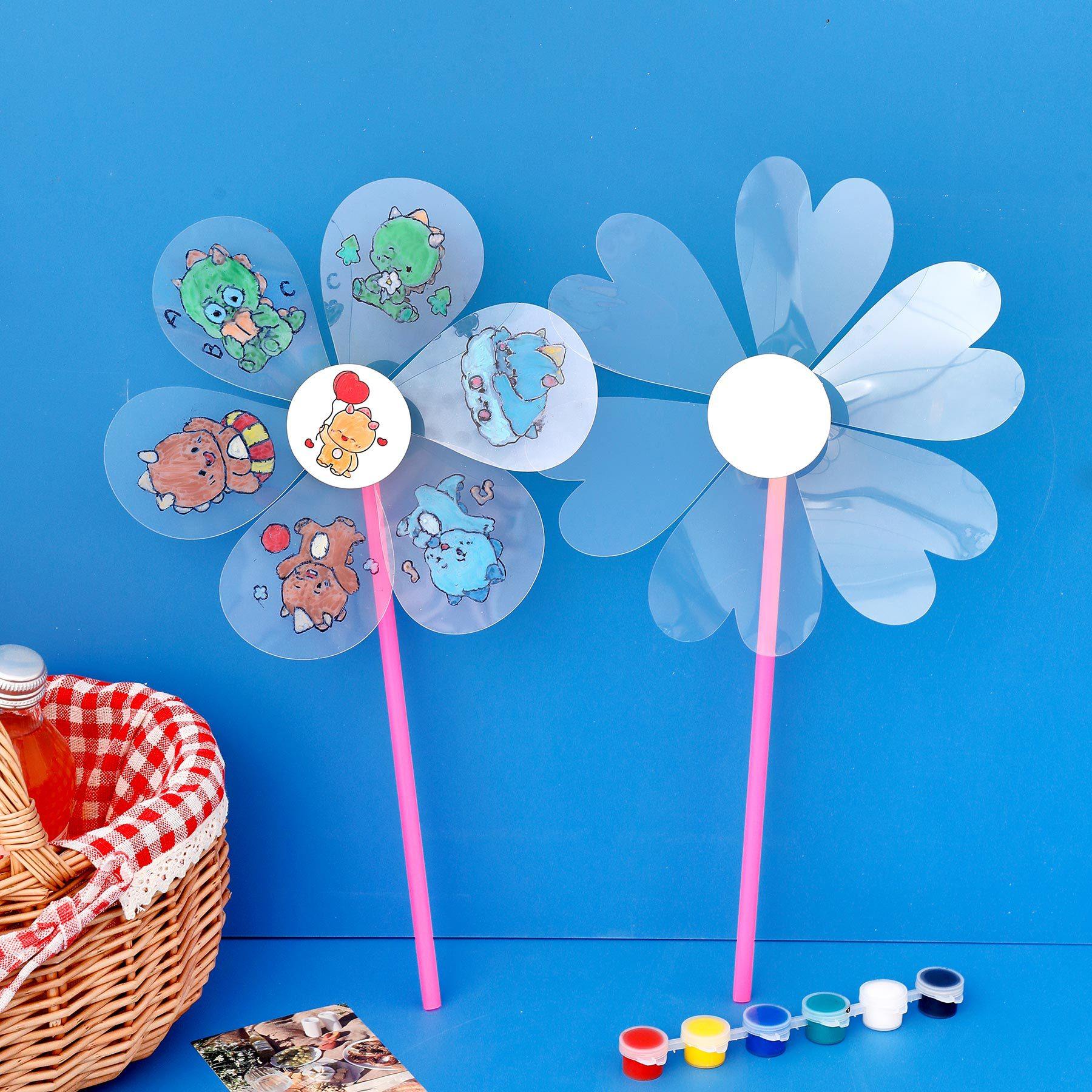 T儿童节diy涂鸦风车幼儿园空白手绘填色材料包pvc塑料风车小礼品,玩具/童车/益智/积木/模型,风车,淘宝优惠券,粉丝福利购,淘宝优惠卷