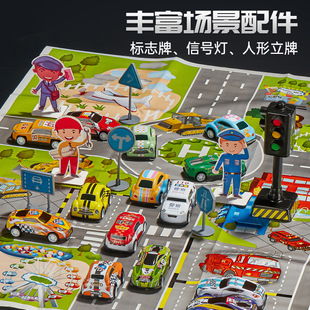 合金车回力迷你铁皮小汽车模型赛车金属仿真车儿童男孩玩具车套装