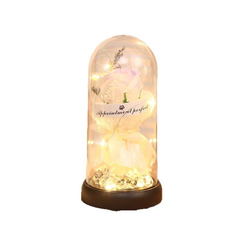 仿真永生花型玫瑰花学习灯发光小夜灯摆件女友节日伴手礼桌面摆件,家装灯饰光源,小夜灯,淘宝优惠券,粉丝福利购,淘宝优惠卷