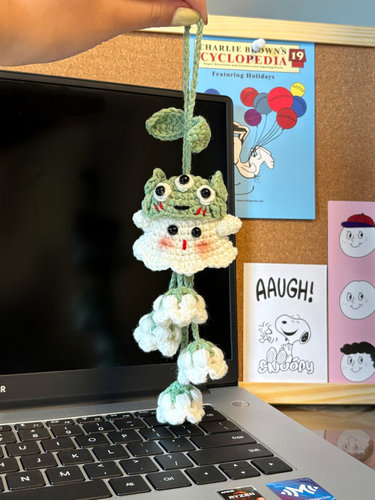 三眼仔幽灵铃兰花挂件kitty猫小熊猫书包毛线钩针织diy材料包礼物