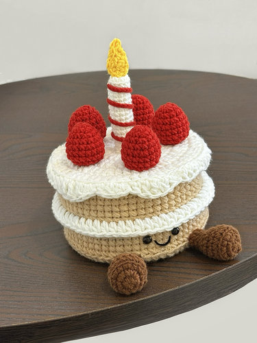 DIY手工小蛋糕玩偶jelly娃娃摆件毛线编织材料包牛角包钩针礼物