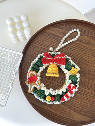 圣诞老人苹果包挂件编织手工diy礼物钩针材料包毛线圣诞树钥匙扣