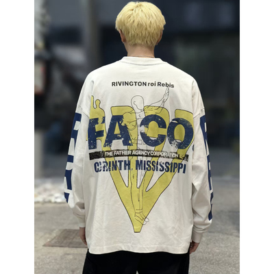 RRR123涂鸦字母标语美式高街VTG水洗宽松长袖打底T恤男女ins潮