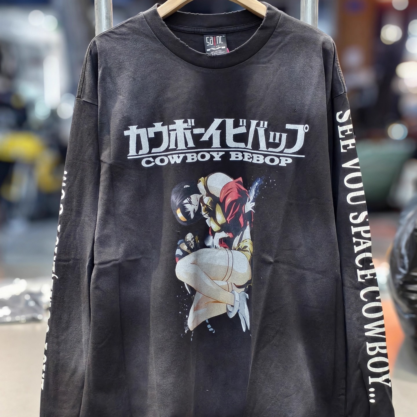 Saint Michael动漫大腿VTG美式高街水洗宽松长袖打底T恤男女ins