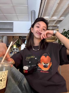 Purey T恤男女潮ins Casper米老鼠高街vintage水洗复古做旧VTG短袖