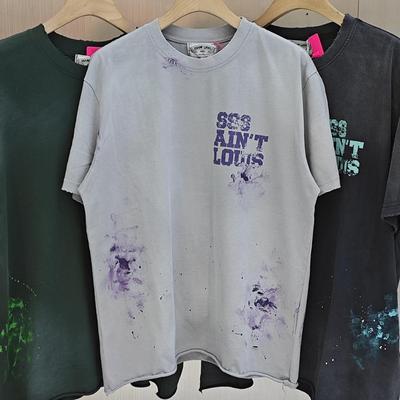 Saint Louis涂鸦破坏泼墨vintage水洗复古做旧VTG短袖T恤男女潮牌