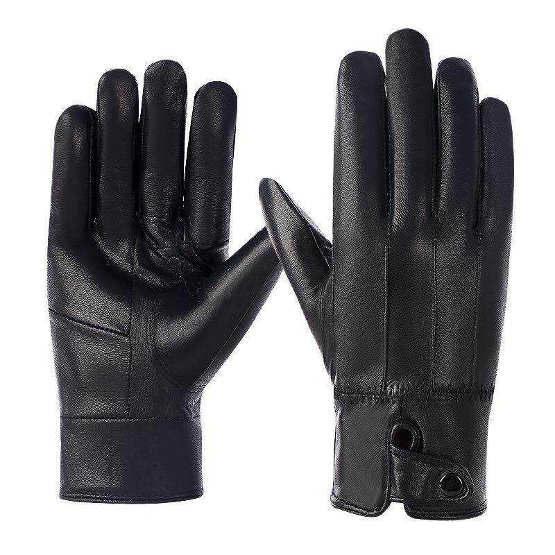 加绒绵羊皮真皮手套拼皮男女户外骑车开车礼品正品外贸保暖防寒