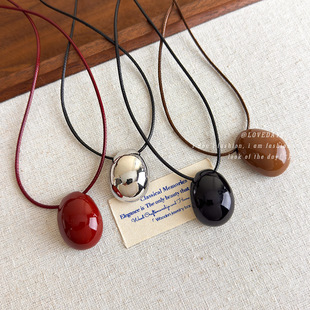 卫衣链高级感锁骨链 豆豆蜡绳项链女网红ins博主同款 时尚 百搭长款