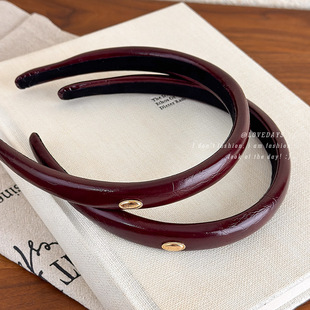 网红同款 发饰潮 复古酒红色金标发箍女高颅顶气质头箍日常外戴时尚