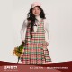 SASSY MOODY圣诞在逃精灵 原创彩色格纹毛呢宽松百褶背心连衣裙