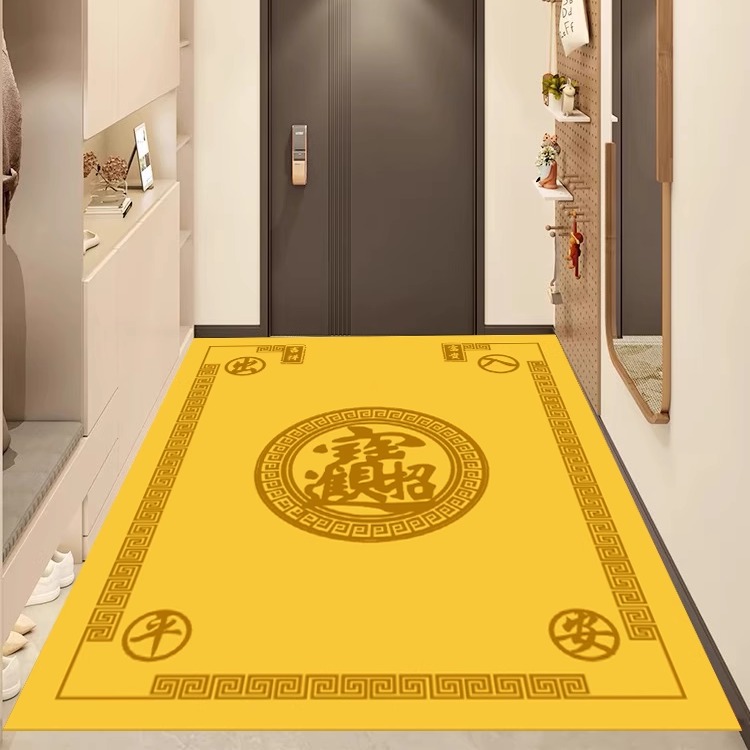 金色入户门垫进门防滑耐脏脚垫招财进宝门口吸金地垫中式发财地毯