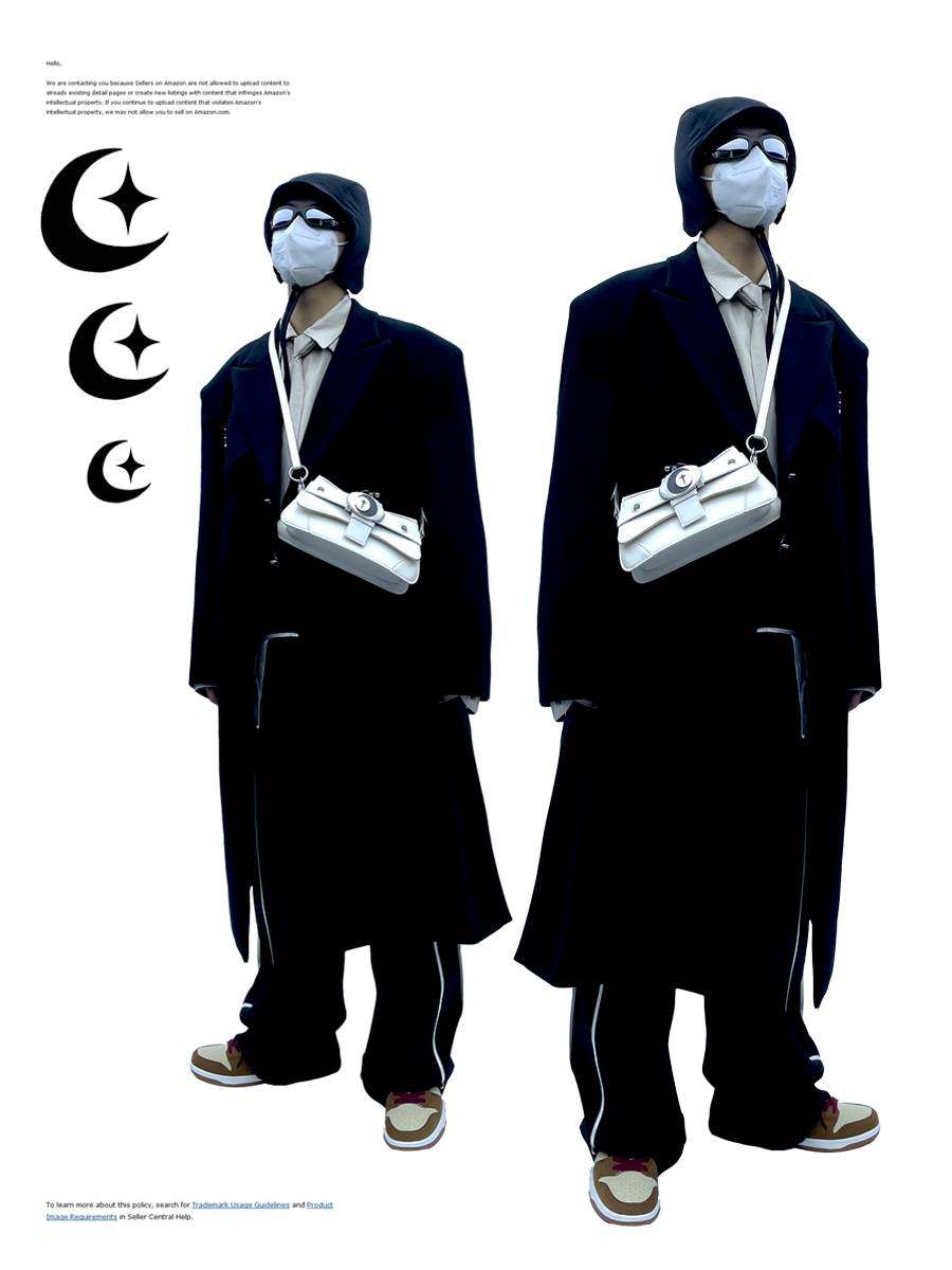 isir 白色拼接星月包 超百搭的无性别主义美式复古机车腋下包新款