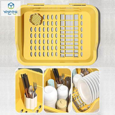 厨房装碗筷收纳盒家用带盖宿舍碗碟置物架塑料碗柜碗箱碗架可沥水