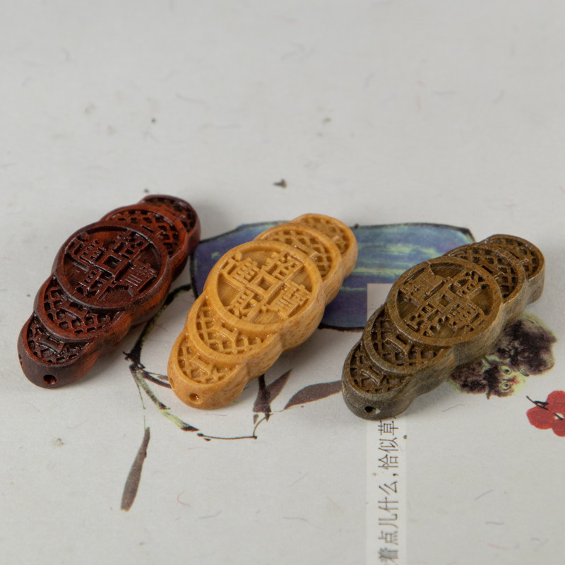 紫檀绿檀芭比檀文玩小雕件五钱手牌挂饰文玩手链牌红绳手牌编织