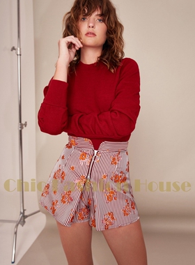 [现]CMEO COLLECTIVE新款简约百搭纯色针织上衣褶皱袖子设计NO.41