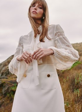 国现-澳洲Keepsake2019新品时尚优雅气质高腰长袖修身雪纺连衣裙