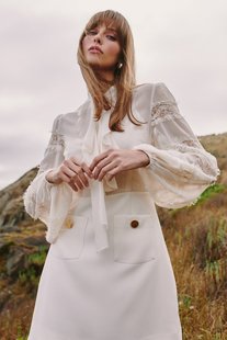 国现-澳洲Keepsake新品时尚优雅气质高腰长袖修身雪纺连衣裙